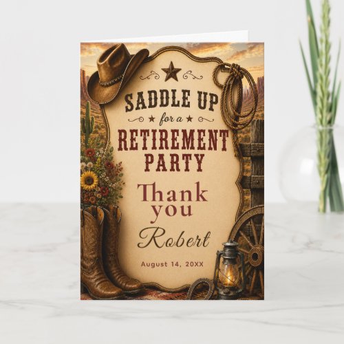 Western Retirement Party Thank You Card
