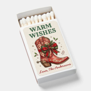 Western Retro Cowboy Boot Bow Christmas Party Matchboxes