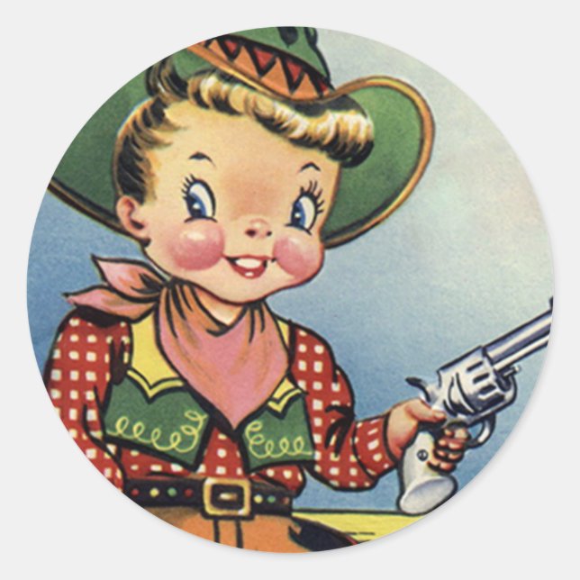 Western Retro Lil' Cowboy Fun Stickers (Front)