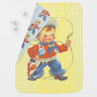 Western Retro Little Cowboy With Rope Blanket 2