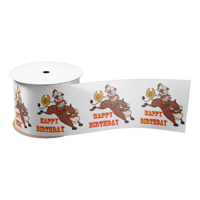 Western Ribbon Cowboy Bull Rider Birthday (Spool)