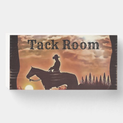 Western rider silhouette tack room sign