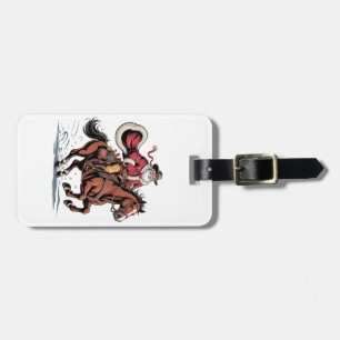 Western Riding Rodeo Horse Cowboy Santa Christmas Luggage Tag
