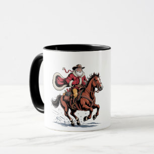 Western Riding Rodeo Horse Cowboy Santa Christmas Mug