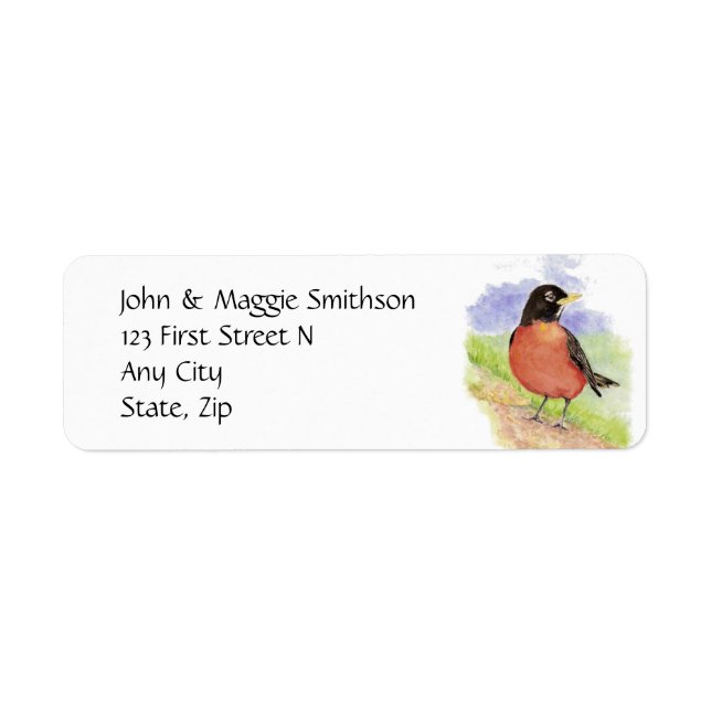 Western Robin Garden Bird, Address Label (Front)
