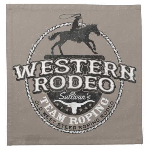 Western Rodeo ADD NAME Old West Steer Roping Roper Cloth Napkin