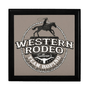 Western Rodeo ADD NAME Old West Steer Roping Roper Gift Box
