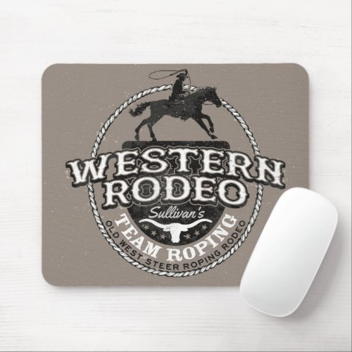 Western Rodeo ADD NAME Old West Steer Roping Roper Mouse Pad
