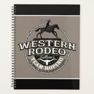 Western Rodeo ADD NAME Old West Steer Roping Roper Planner