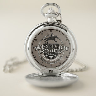 Western Rodeo ADD NAME Old West Steer Roping Roper Pocket Watch