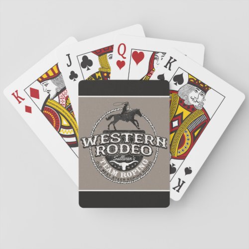 Western Rodeo ADD NAME Old West Steer Roping Roper Poker Cards