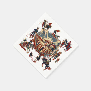 Western Rodeo Arena Cowboy Cowgirl Rodeo Events Napkins