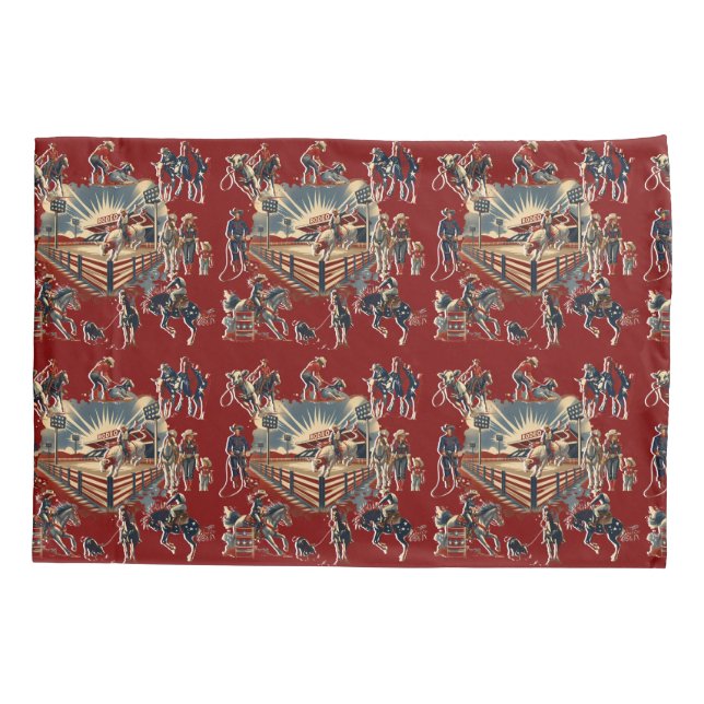 Western Rodeo Arena Cowboy Cowgirl Rodeo Events Pillow Case (Back)
