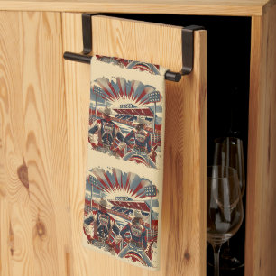 Western Rodeo Arena Cowboy Cowgirl Rodeo Team Kitchen Towel