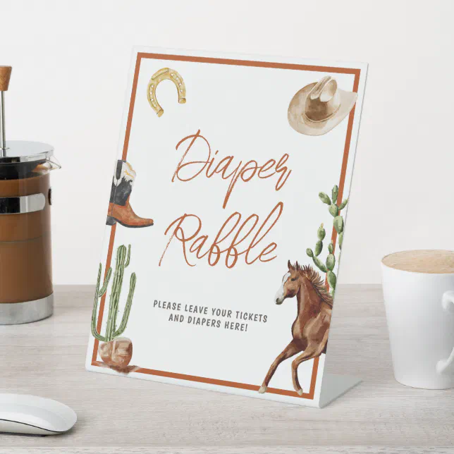 Western Rodeo Baby Shower Diaper Raffle Sign | Zazzle
