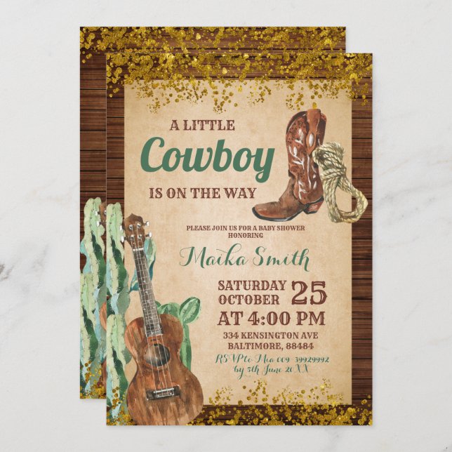 Western Rodeo Baby Shower Invitation (Front/Back)