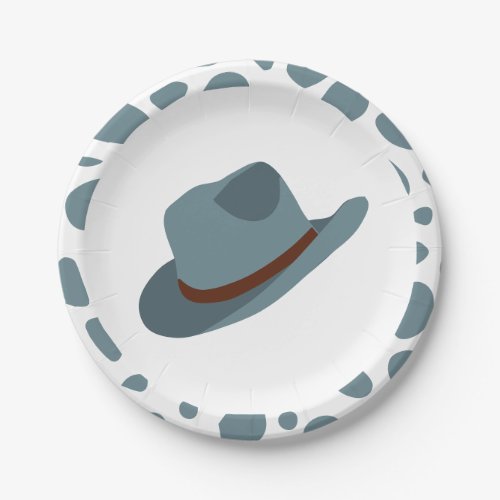 Western Rodeo Blue Cowboy Birthday Paper Plates