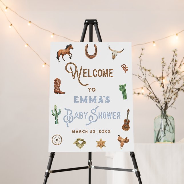 Western Rodeo Boy Baby Shower Welcome Sign (In Situ (Stand))