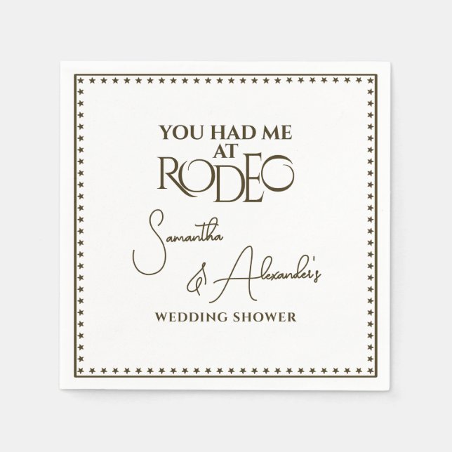 Western Rodeo Bridal Couples Wedding Shower Napkins (Front)
