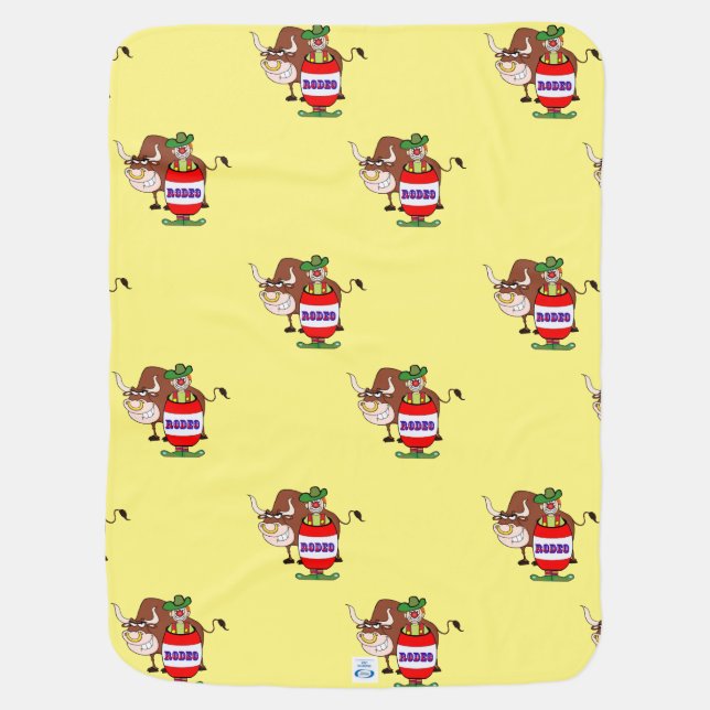 Western Rodeo Clown And Bull Baby Blanket (Back)