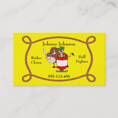Western Rodeo Clown And Bull Business Card