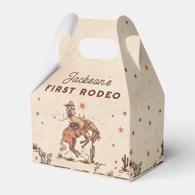 Western Rodeo Country Cowboy Birthday Favor Boxes (Front Side)