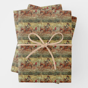 Western Rodeo Country Horse Riding Texture Pattern Wrapping Paper Sheets