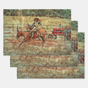 Western Rodeo Country Horse Riding Texture Wrapping Paper Sheets