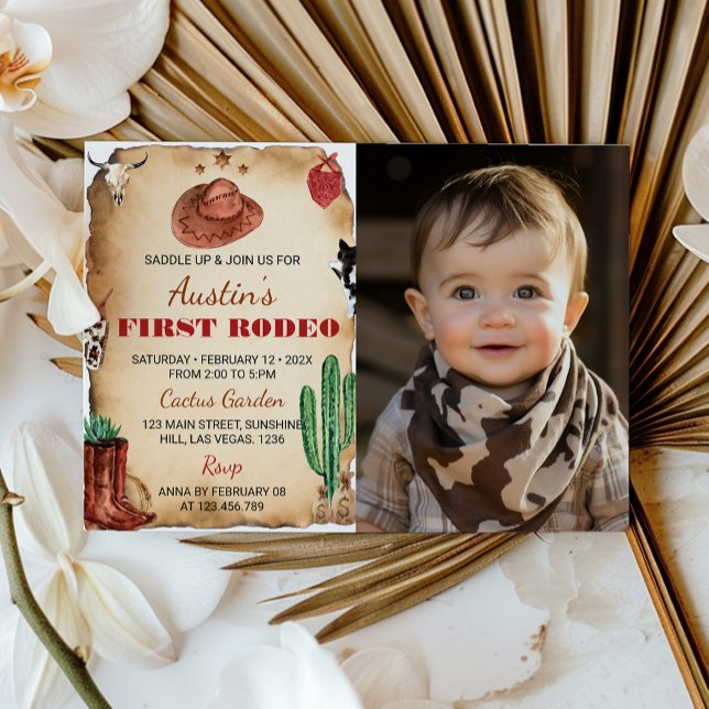 Western Rodeo Cowboy 1st Birthday Invitation (Creator Uploaded)