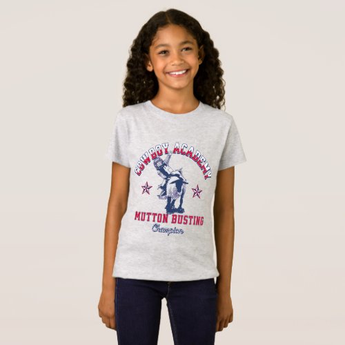 Western Rodeo Cowboy Academy Mutton Busting Kids  T_Shirt
