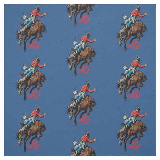 Western Rodeo Cowboy Bareback Bronc Horse Rider Fabric
