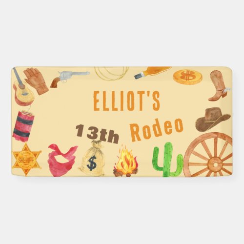 Western rodeo cowboy birthday banner