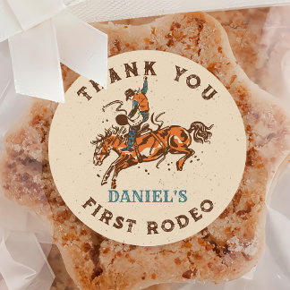 Western Rodeo Cowboy Birthday Classic Round Sticker