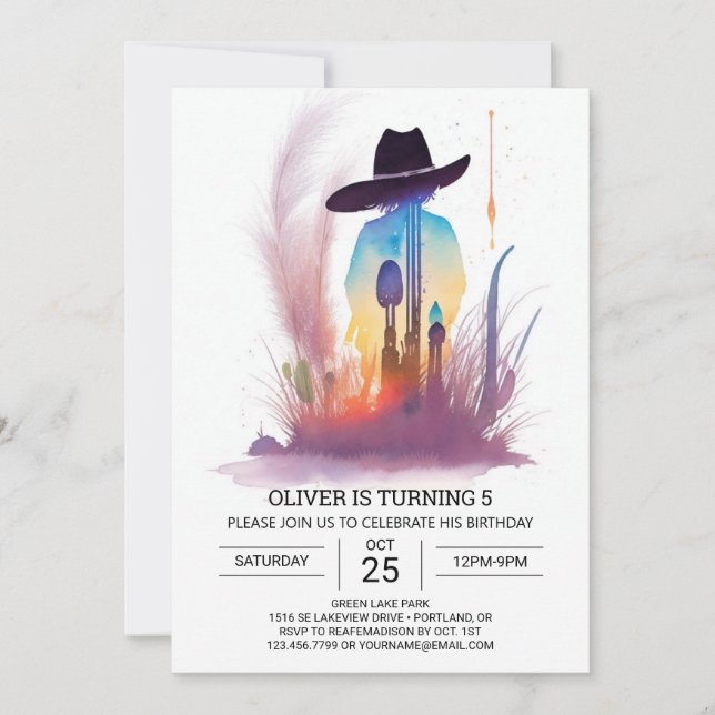 Western Rodeo Cowboy Birthday Invitation (Front)