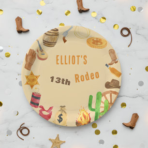 Western rodeo cowboy birthday paper plates