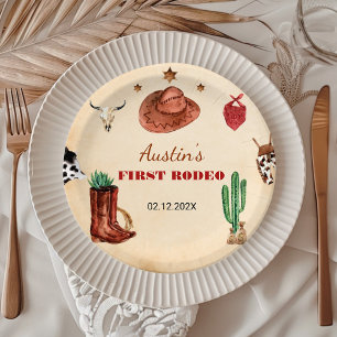 Western Rodeo Cowboy Birthday Paper Plates