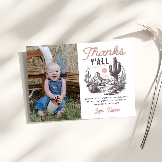 Western Rodeo Cowboy Birthday Thank You Card (Creator Uploaded)