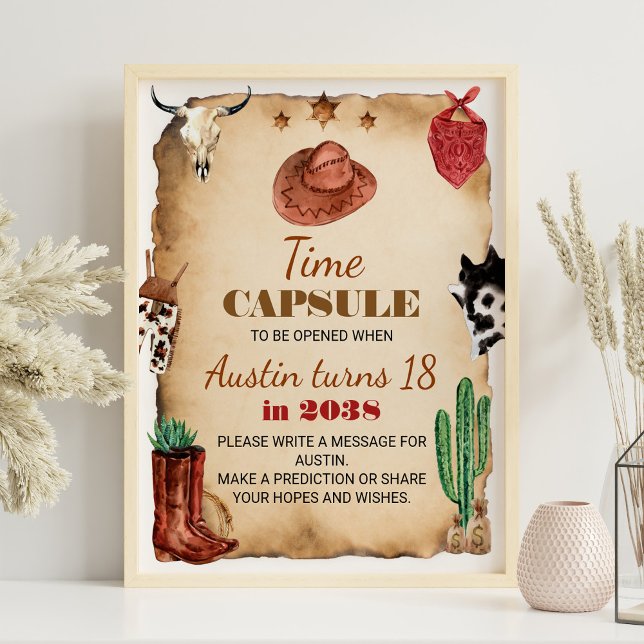 Western Rodeo Cowboy Birthday Time Capsule sign (Creator Uploaded)