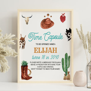 Western Rodeo Cowboy Birthday Time Capsule sign