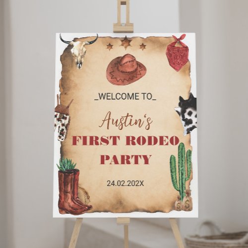 Western Rodeo Cowboy Birthday Welcome Sign