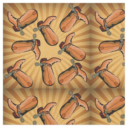 Western Rodeo Cowboy Boot Print Fabric