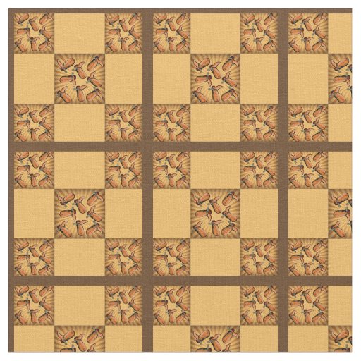 Western Rodeo Cowboy Boots Block Pattern Fabric