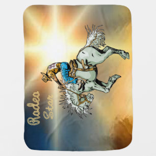 Western Rodeo Cowboy Bronc Rider Baby Blanket
