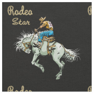 Western Rodeo Cowboy Bronc Rider Fabric