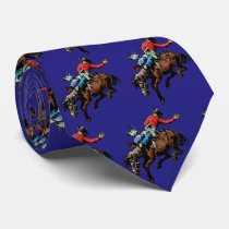 Western Rodeo Cowboy Bronc Rider Mens Necktie