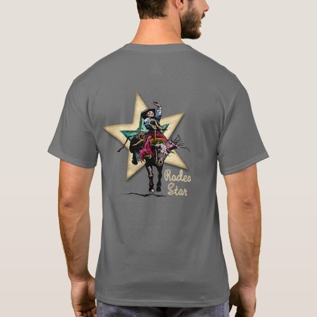 Western Rodeo Cowboy Bronc Rider T-Shirt (Back)