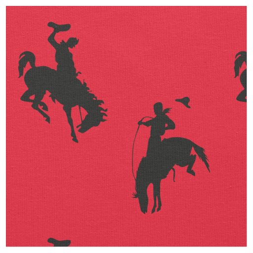 Western Rodeo Cowboy Bucking Horse Bronc Rider Fabric