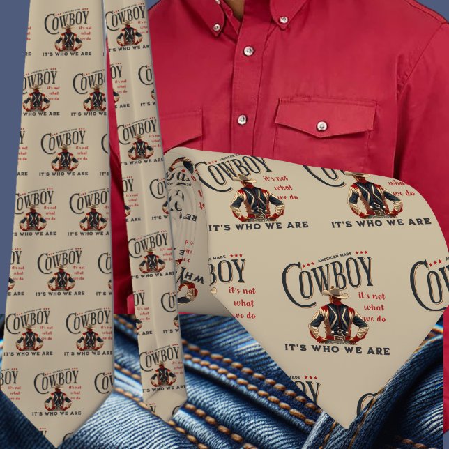 Western Rodeo Cowboy Bucking Horse It's Who We Are Neck Tie (Western Rodeo Cowboy Men's Necktie with Cowboy Quote)