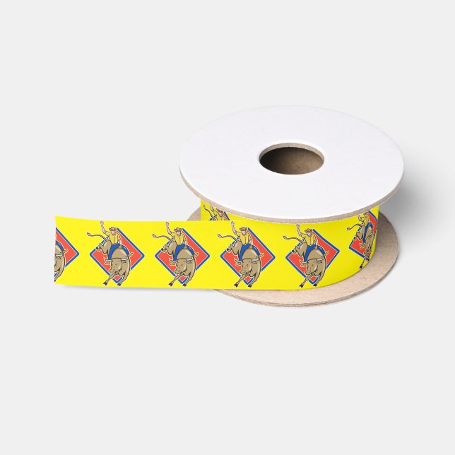 Western Rodeo Cowboy Bull Rider Satin Ribbon (Spool)