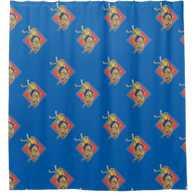 Western Rodeo Cowboy Bull Rider Shower Curtain (Front)